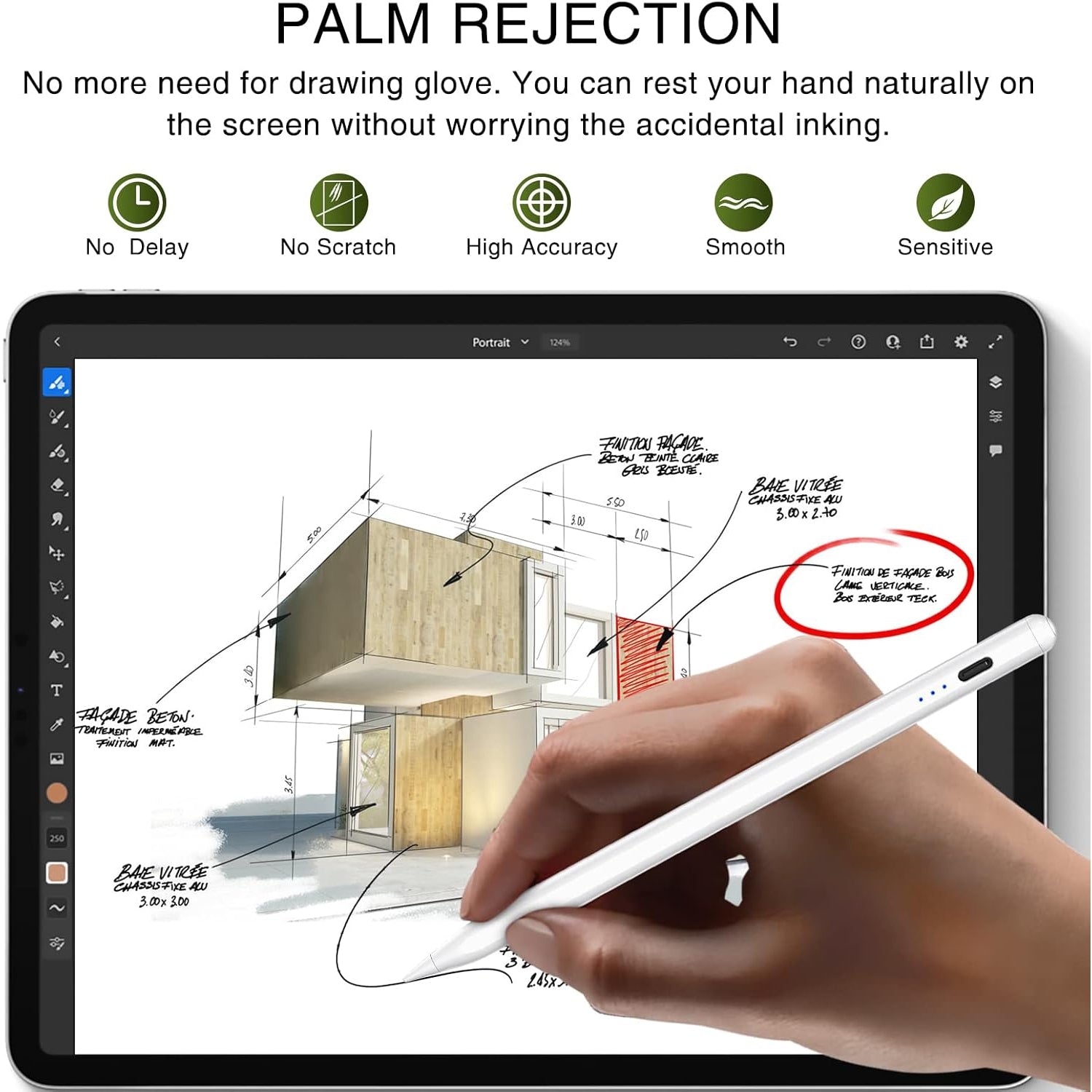 Stylus Pen for iPad 2018-2025, Fast Charging Magnetic Pencil (1st Generation) with Tilt Sensitivity & Palm Rejection