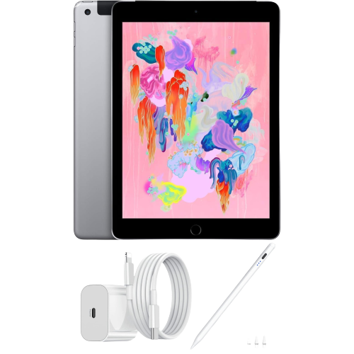 Apple iPad 2018 32GB - WiFi Only Space Gray. With Charger, pencil, and screen protect